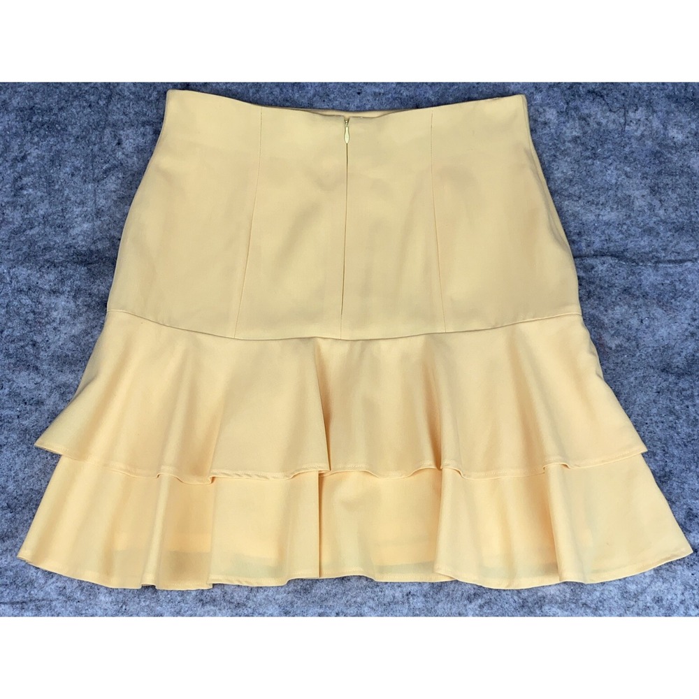 Vintage ESCADA Margetha Ley Germany Yellow Ruffle Hem Mini Wool Skirt Size 42 - Picture 2 of 9